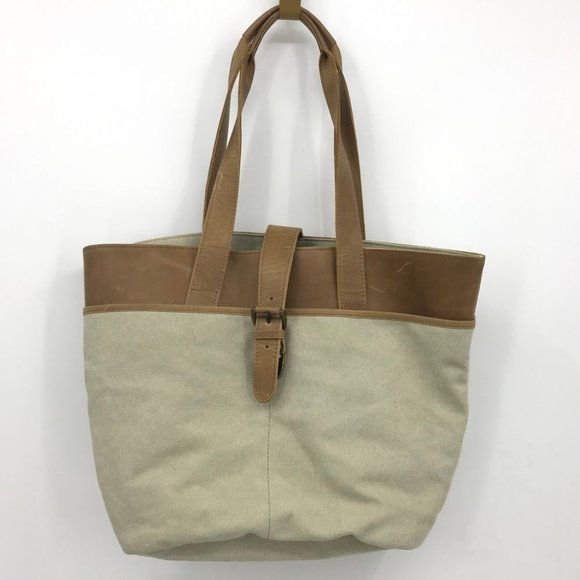 L.L. Bean Handbags - Vintage LL Bean Canvas Leather Tote Carryall Bag